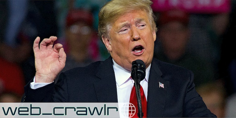 Donald Trump with web_crawlr logo