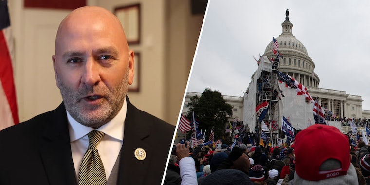 Congressman Clay Higgins speaking (l) Washington DC, USA Jan 6 2021 Riots in DC (r)