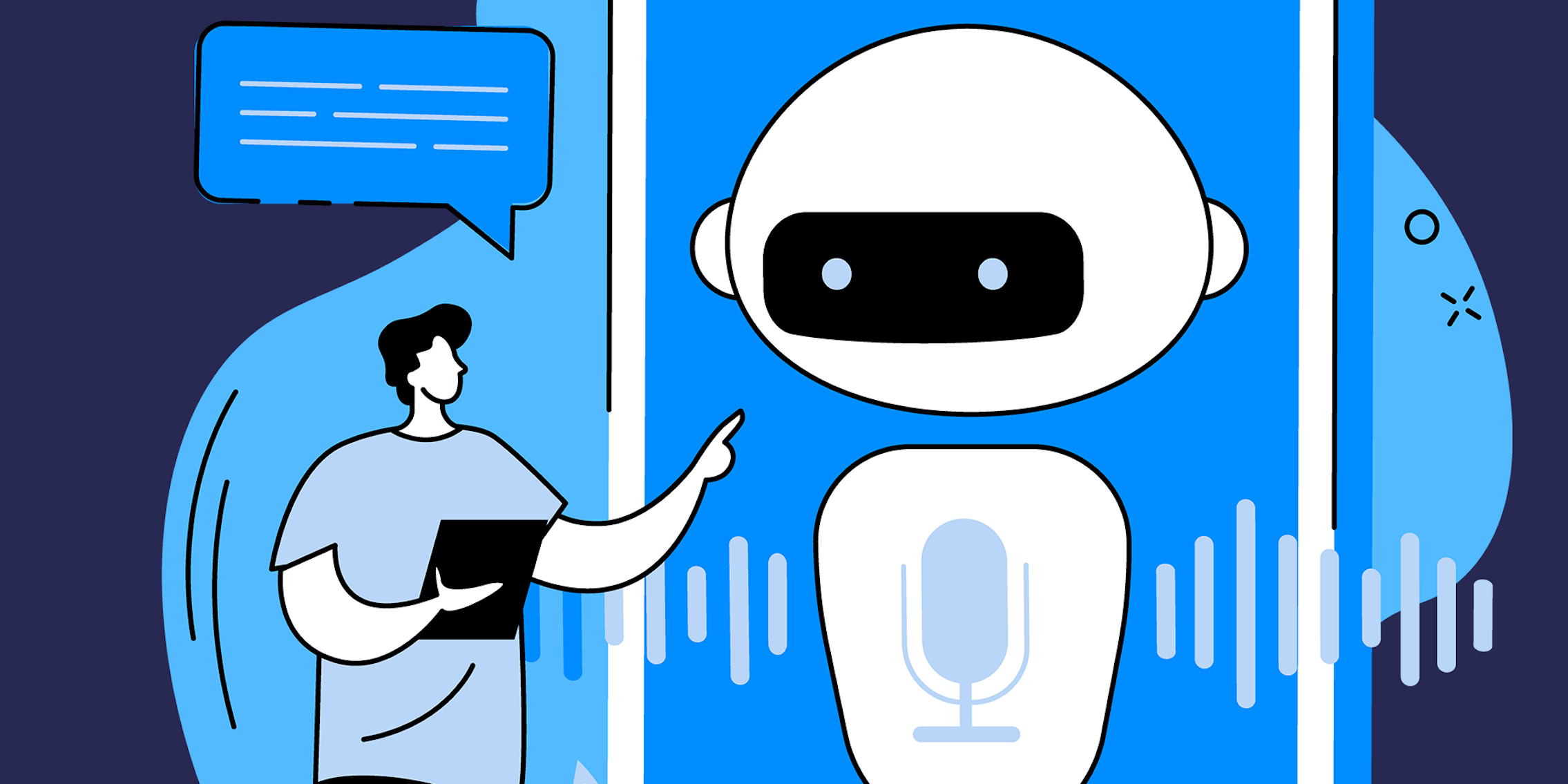 man speaking to chat bot